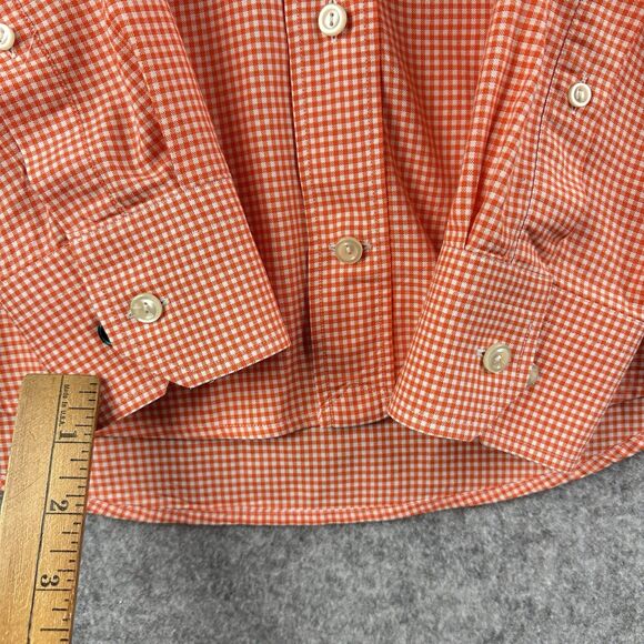 Eton Shirt Mens M Orange Gingham Checkered Contemporary Cotton BD Preppy Pocket* - Picture 5 of 16